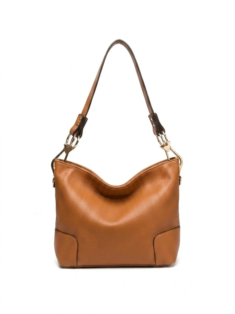 Montana West Tan Leather Shoulder Bag with Gold Hardware